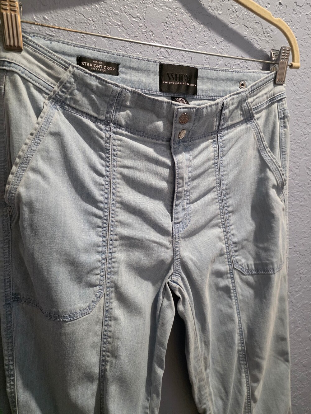 White House Black Market Women's Straight Cropped Chambray Denim Pants Size 4